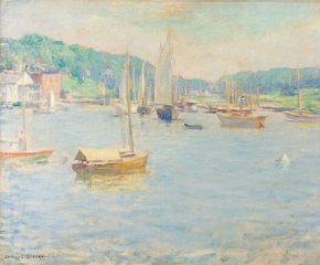 Edmund Greacen (1876–1949), Southport Harbor, c. 1930-33, oil on canvas, 26 1/4 x 36 1/8 in. (detail)