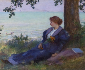 Charles Courtney Curran (1861–1942), An Afternoon Respite, 1894, oil on canvas, 9 x 12 in. (detail)