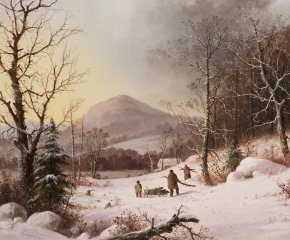 George Henry Durrie (1820–1863), Gathering Wood, c. 1859, oil on canvas, 18 1/8 x 24 in. (detail)