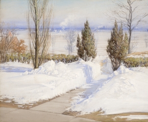 Alice Helm French (1864–after 1953), The Path Through the Drifts, Chicago, 1908, pastel on paper, 23 x 32 in. (detail)