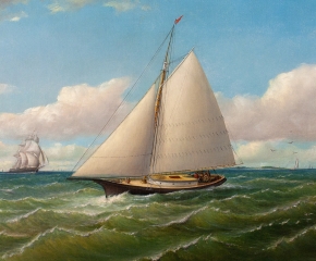 Charles H. Gifford (1839–1904), Ships Off Gay Head, 1867, oil on canvas, 17 x 26 1/2 in. (detail)