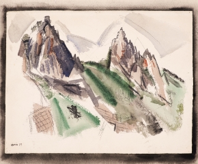 John Marin (1870–1953), White Mountain Country, Summer No. 29, Dixville Notch, No. 1, 1927, watercolor, graphite, and black chalk on paper, 17 7/8 x 22 1/4 in. (detail)