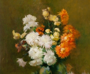 Søren Emil Carlsen (1853–1932), Chrysanthemums, 1898, oil on canvas, 24 x 20 in. (detail)