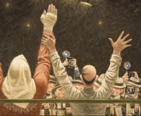 Fletcher Martin (1904–1979), Homage to Rocky Marciano, 1969, oil on canvas, 30 x 40 in. (detail)