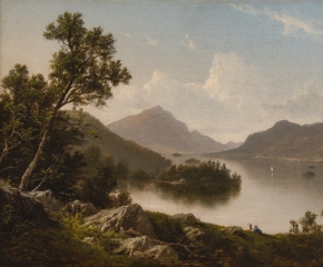 David Johnson (1827–1908), Lake George. Oil on canvas. 10 x 16 in. (detail)