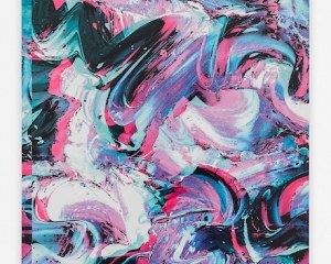 Brightly colored abstract image of multi-colored painted swirls