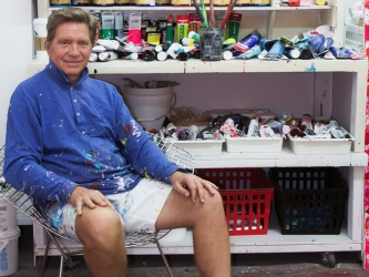 J. Steven Manolis in his painting studio Manolis Projects in Miami, Florida