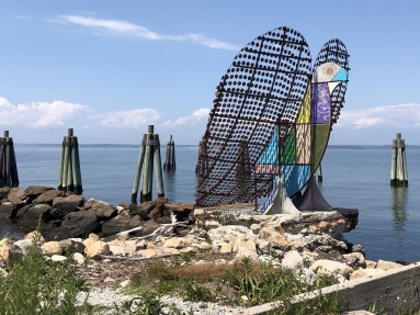Antone Könst sculpture "Love Dove" installed on Fishers Island, New York.