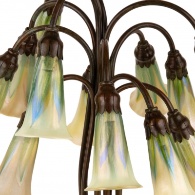 Twelve Light Pulled Feather Lily Table Lamp