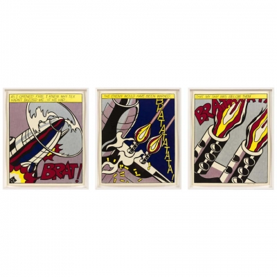 Roy Lichtenstein Signed Triptych "As I Opened Fire" Prints, Stedelijk Museum