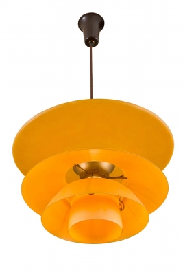 Poul Henningsen 4- Shade Amber Glass PH Pendant for Louis Poulsen