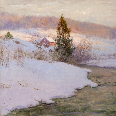 Walter Launt Palmer (1854–1932), Upland Stream, 1904, oil on canvas, 16 x 24 in., (detail)