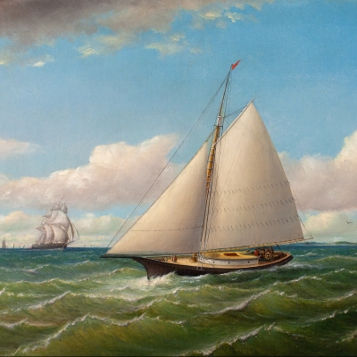 Charles H. Gifford (1839–1904), Ships Off Gay Head, 1867, oil on canvas, 17 x 26 1/2 in., signed and dated lower right