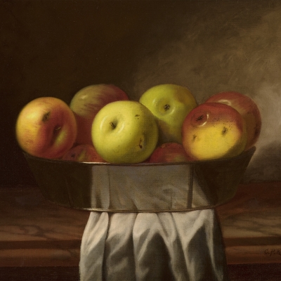 Cadurcis P. Ream (1837–1917), Still Life with Apples, c. 1870, oil on canvas, 16 x 20 in. (detail)
