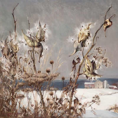 Arthur Meltzer (1893–1989), Milkweed in Winter, c. 1930, oil on canvas, 20 x 24 in. (detail)