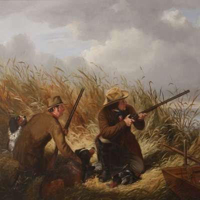 Arthur Fitzwilliam Tait (1819–1905) Duck Shooting over Decoys, 1854. Oil on canvas. 30 x 43 in. (detail)