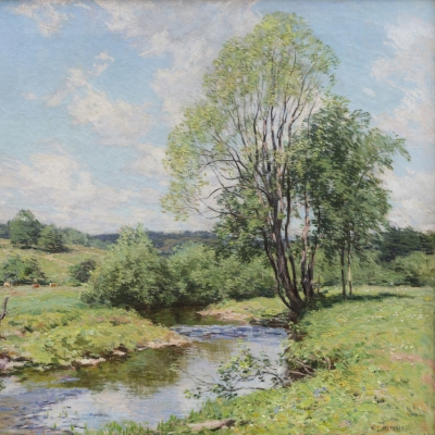 Willard Leroy Metcalf (1858–1925), Green Idleness, 1911, oil on canvas, 26 1/4 x 29 1/4 in. (detail)
