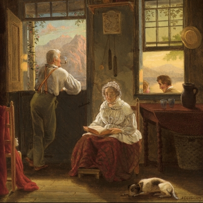 John Carlin (1813–1891) Sunday Afternoon, 1859 Oil on canvas, 14 x 12 in. (detail)