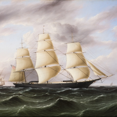 James E. Buttersworth (1819–1894), Clipper Ship Black Warrior, c. 1853, oil on canvas, 29 x 36 in. (detail)