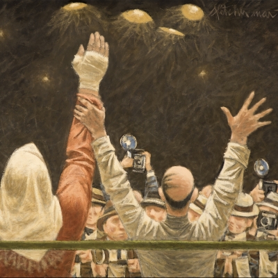 Fletcher Martin (1904–1979), Homage to Rocky Marciano, 1969, oil on canvas, 30 x 40 in. (detail)