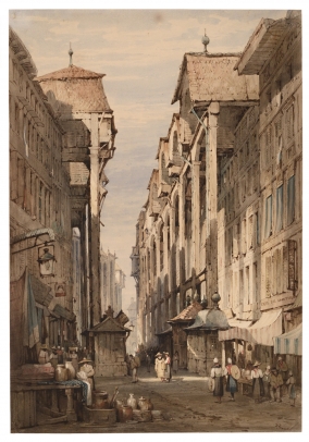 Samuel Prout, French Street with the Café du Mont Blanc