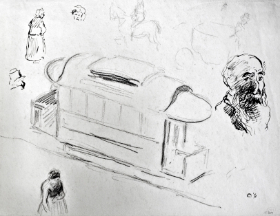 Camille Pissarro, Prepratory Drawing for Square in Rouen, Place de la République