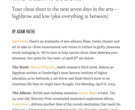 Photograph of "This Week in Culture"