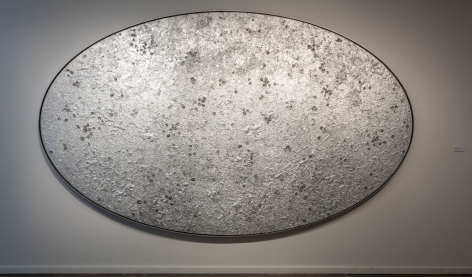 Reflections Pool III, 2017, Acrylic, metal leaf, cast metal, waxed cotton, in artist's frame