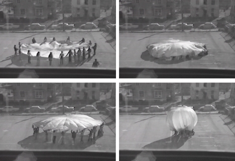 Ana Mendieta Parachute, 1973 1/2-inch reel-to-reel videotape transferred to digital media, black and white, sound Running time: 7:09 minutes Edition of 8 with 3 APs