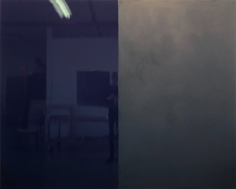 Kate Shepherd Surveillance, 2020 Enamel on panel Diptych; Overall: 68 x 85 inches (172.7 x 216 cm) GL14487 (Photographed with reflections)