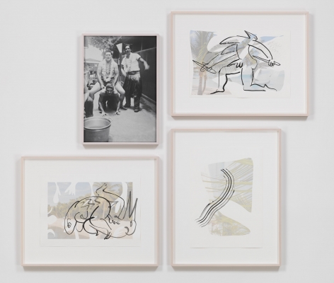 Tropics of Love, 2014, 3 drawings, Chinese ink on inkjet prints on paper, 1 inkjet print.