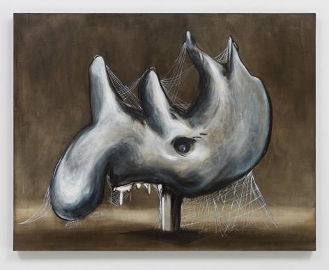 Skin. Horn. Teeth., 2019. Oil on linen, 35 x 44 1/2 inches (88.9 x 113 cm).