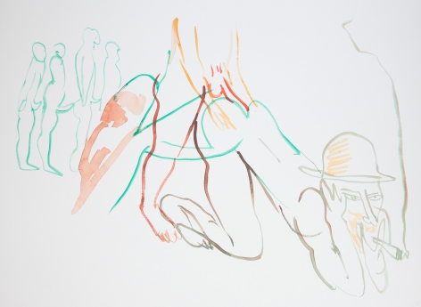 L'explorateur, 2015. Watercolor on paper mounted to dibond, 22 x 30 inches (55.9 x 76.2 cm).