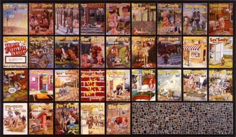 Missing Time Color Exercise (Reversed) No. 5 (Resonating Stone Walls), 2002. Acrylic on wood panels, magazines, wood, plexi-glass, 47 x 80 1/4 x 2 1/4 inches. MP 02-08