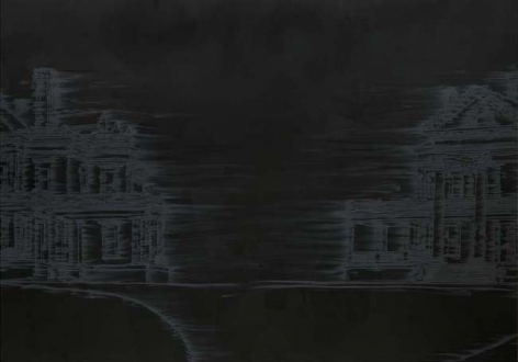 Between Offerings, 2010. Pigment, oil paint and cold wax on canvas, 84 x 120 inches (213.4 x 304.8 cm). MP 228
