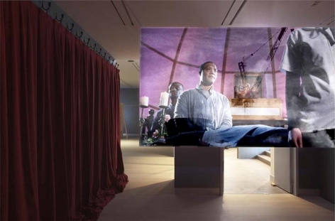 "The Last Days of British Honduras" 2012. In collaboration with Farhad Sharmini, adapted from the play by Ronald Tavel. Installation view, Logan Center for the Arts, Chicago.