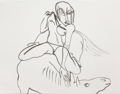 Tropics of Love, 2014. Ink on paper mounted to dibond, 19 3/8 x 25 1/8 inches (49.2 x 63.8 cm).