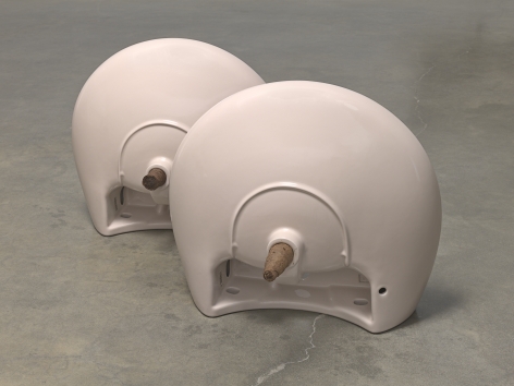 Plug, 2018. Ceramic sinks, hand-rolled cigars,