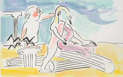 20 Things to Do When You're Feeling Angry with Someone, 2015. Watercolor on paper mounted to dibond. 59 3/8 x 93 3/8 inches (150.8 x 237.2 cm).