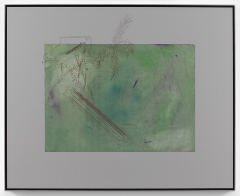 Alterity Line, 2002-2017. Oil paint on canvas mounted to dibond with laser etching, Dibond 19 9/16 x 24 7/16 inches (49.7 x 62.1 cm), Frame 20 1/4 x 25 inches (51.4 x 63.5 cm).
