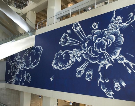 Blue Field Explosions. Installation view, 2009. Dallas Cowboys Stadium.