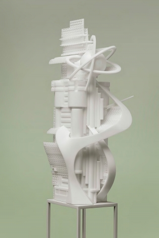 Dalian Telecom Hub Building #3, 2017. 3D-print photopolymer resin, 23.5 x 22 x 53 cm.