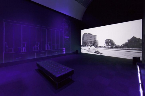 "Afterword Via Fantasia," 2015. In collaboration with Charles Gaines, George Lewis and Sean Griffin. Installation view, “The Freedom Principle” MCA Chicago.