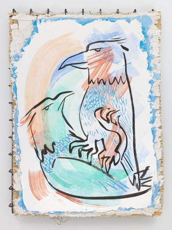 Untitled (11 Animals that Mate 4 Life), 2016. Fresco on bamboo and welded iron grid, 98 7/16 x 68 7/8 inches (250 x 175 cm).