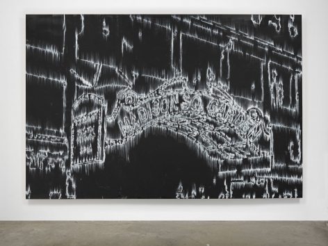 Fight Night, 2014. Enamel on wood, 96 x 144 inches (243.8 x 365.8 cm).