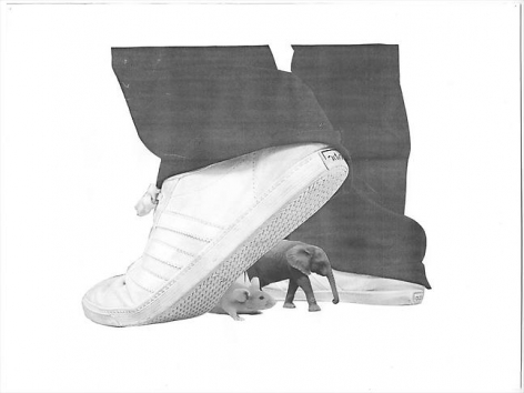 Assembly Instructions: The Pledge: Leah Kelly (detail), 2011. Thirty-seven framed inkjet ultrachrome archival prints and dotted pencil lines, dimension variable. MP #3
