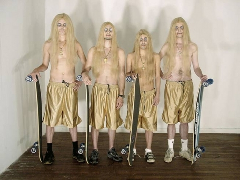 Skaters, 2001. C-print mounted on aluminum, laminated, 48 x 62 inches (122 x 155 cm). Edition of 5.