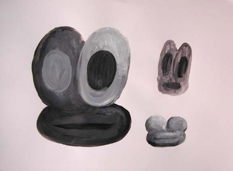 Study for Lucky, Woo, and Friend, 2003. Acrylic on Paper, 12 1/4 x 15 5/16 inches (framed). MP D-480