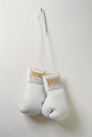 Everforward..., 1993. Leather, metallic gold thread, satin, laces, nail,
