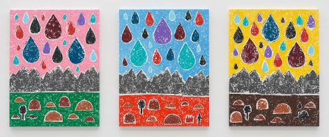 Olaf Breuning triptych 'Mountains'